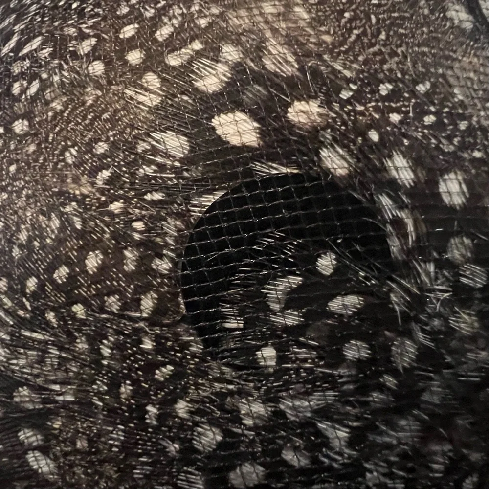 Lemington Vintage Cloque Hat- Feather, Netting & Sequin Disks, The Block Co. - Picture 8 of 9